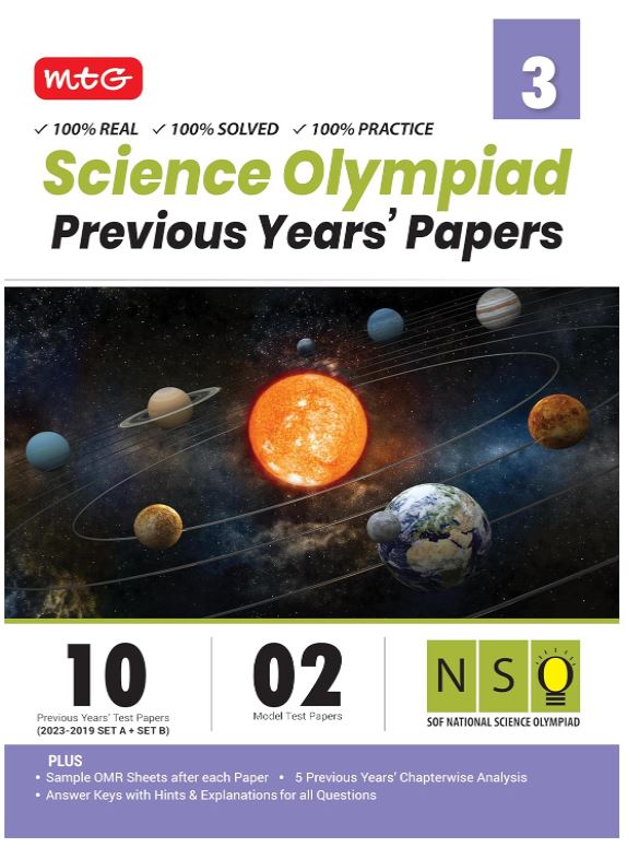 MTG NSO Class-3 Olympiad 10 Previous Years Papers (2023-2019 Set A & B) Science with Mock Test Papers - Sample OMR Sheet with Chapterwise Analysis | SOF Olympiad Books For 2024-25 Exam